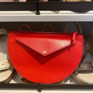 Red Banana Republic clutch with removable wallet.